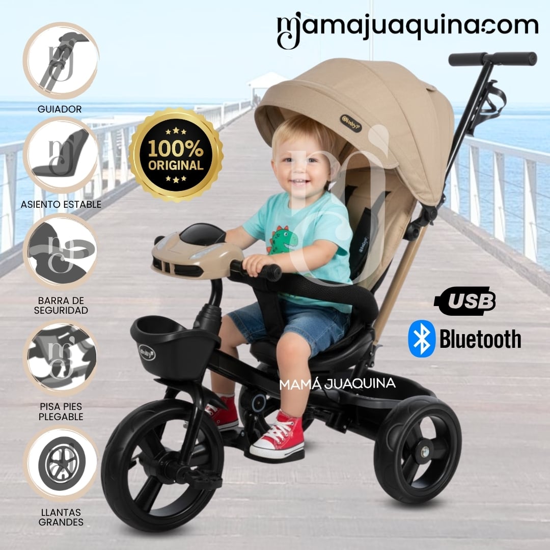 TRICICLO GUIADOR GIRATORIO «WUNDER» EDICIÓN LIMITADA BEIGE - 1