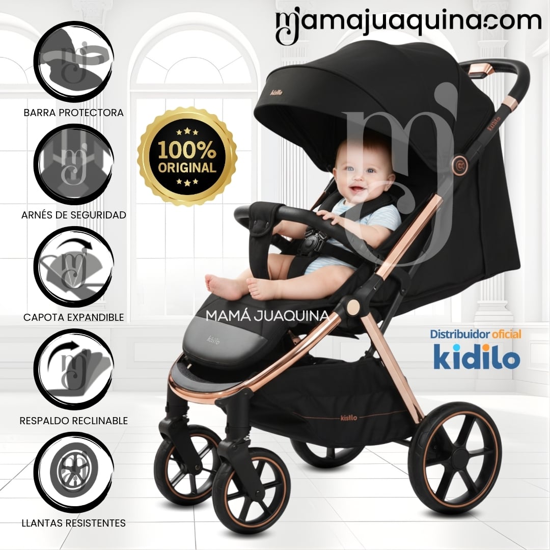 COCHE MALETA DE LUJO «KINDY GOLD» KIDILO BLACK - 1