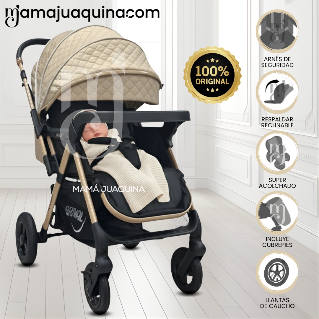 COCHE CUNA DE LUJO «DANNEL» CON MOCHILA BEIGE - 1