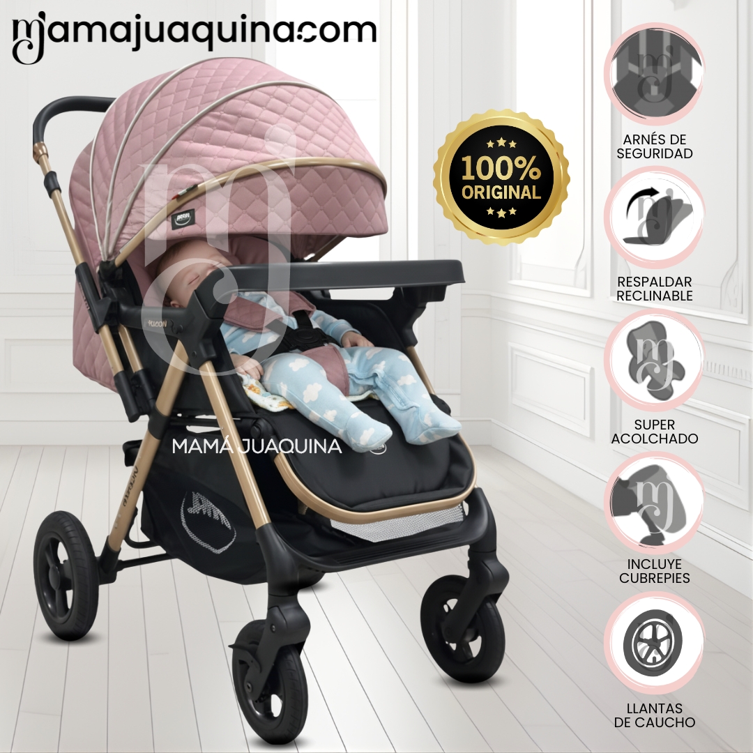 COCHE CUNA DE LUJO «DANNEL» CON MOCHILA PINK - 1