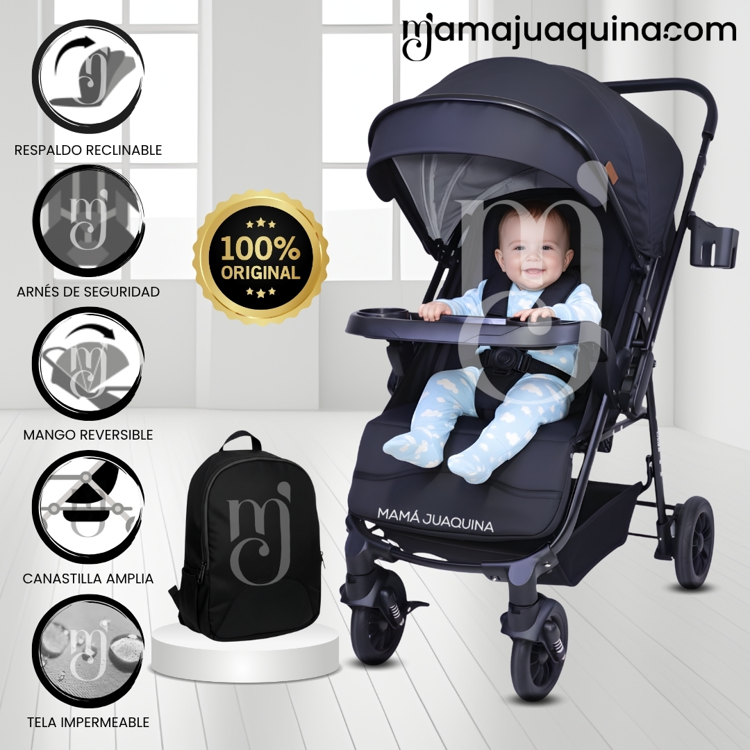 COCHE CUNA DE LUJO «DELTA II» CON MOCHILA PAÑALERA BLACK - 1