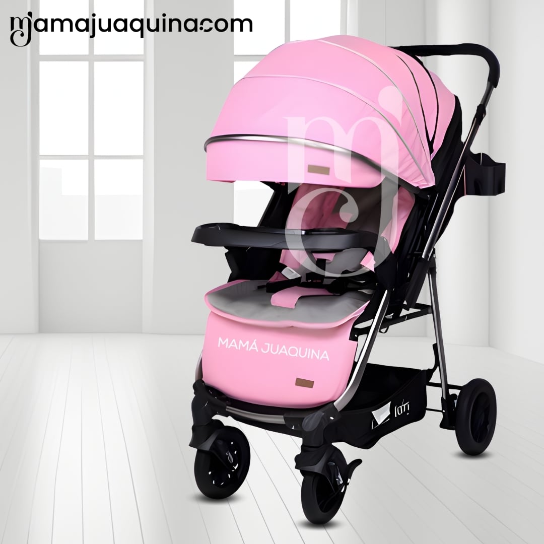 COCHE CUNA DE LUJO «DELTA II» CON MOCHILA PAÑALERA PINK - 3