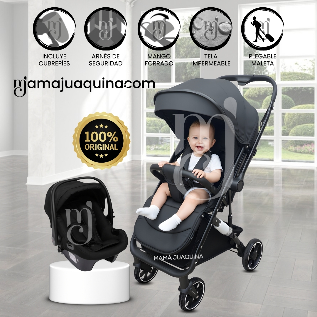 COCHE MALETA DE LUJO «JANDI» CON PORTABEBÉ BLACK - 1