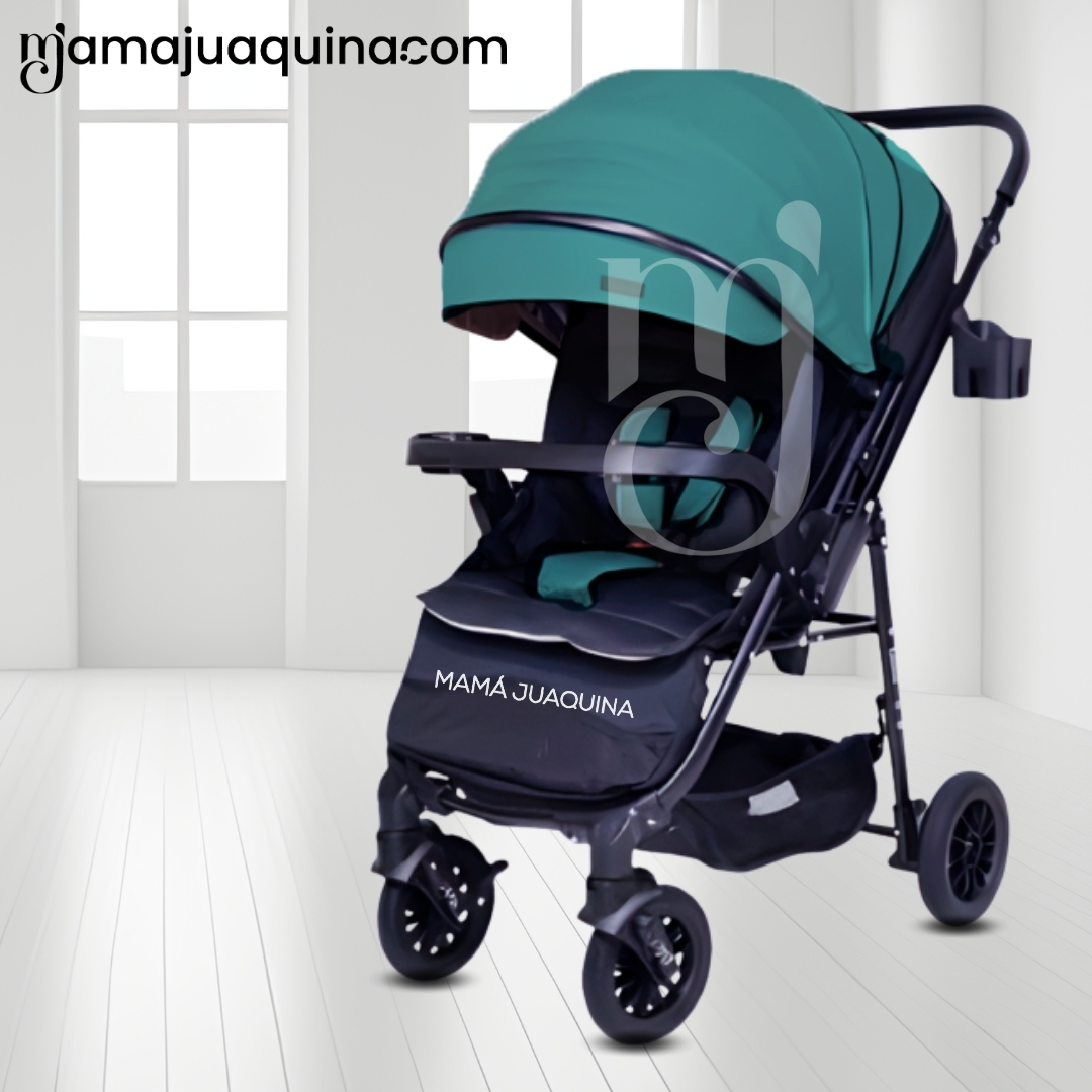 COCHE CUNA DE LUJO «DELTA II» CON MOCHILA PAÑALERA TURQUESA - 4
