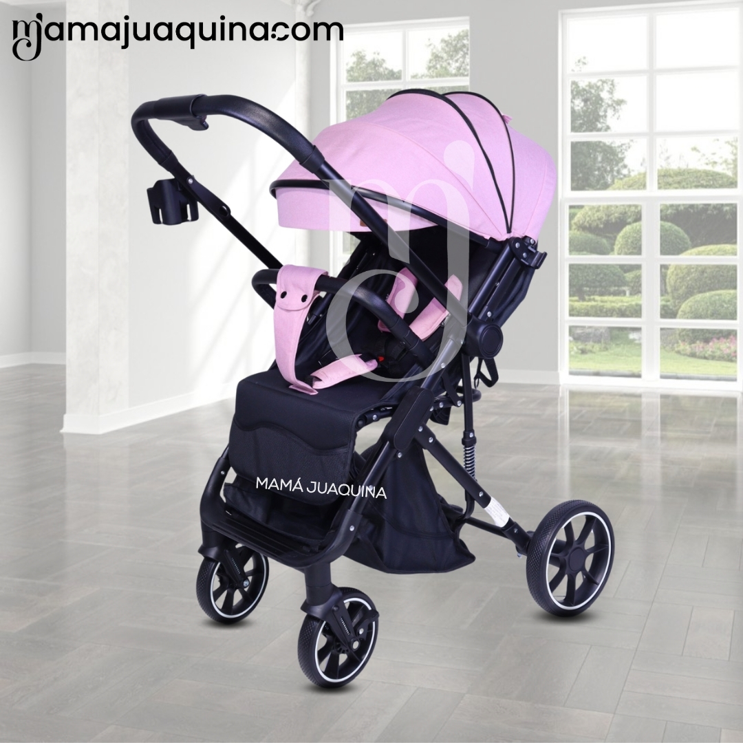 COCHE MALETA DE LUJO «JANDI» CON PORTABEBÉ PINK - 5
