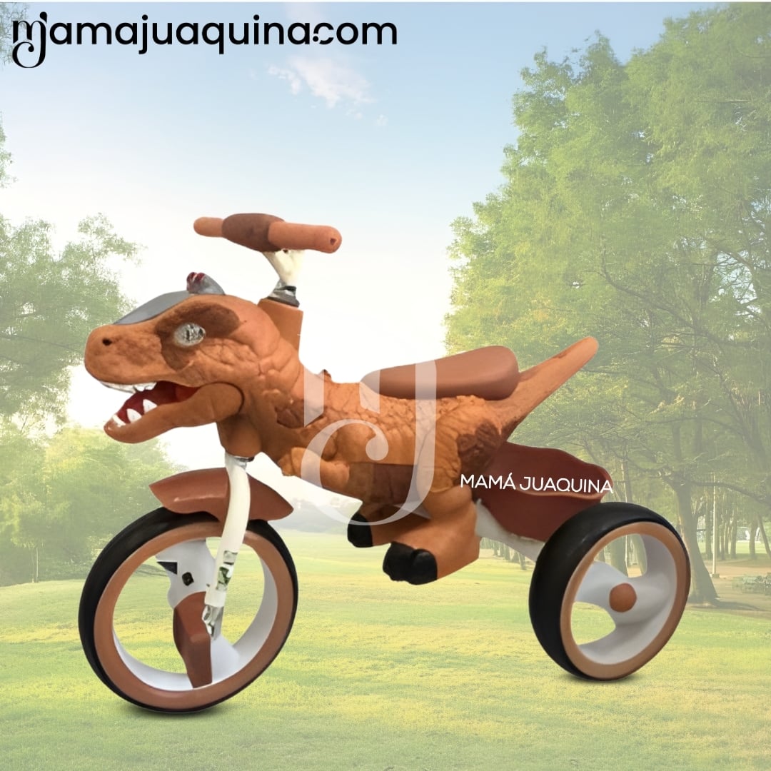 TRICICLO GUIADOR MUSICAL «DINOROAD II» CON LUCES COFFEE - 3