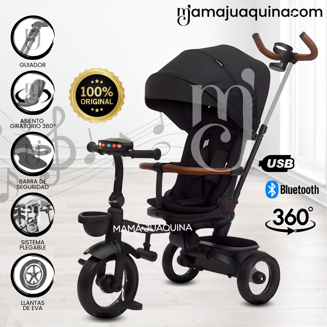 TRICICLO GUIADOR PLEGABLE «FOLDING» CON BLUETOOTH BLACK - 1
