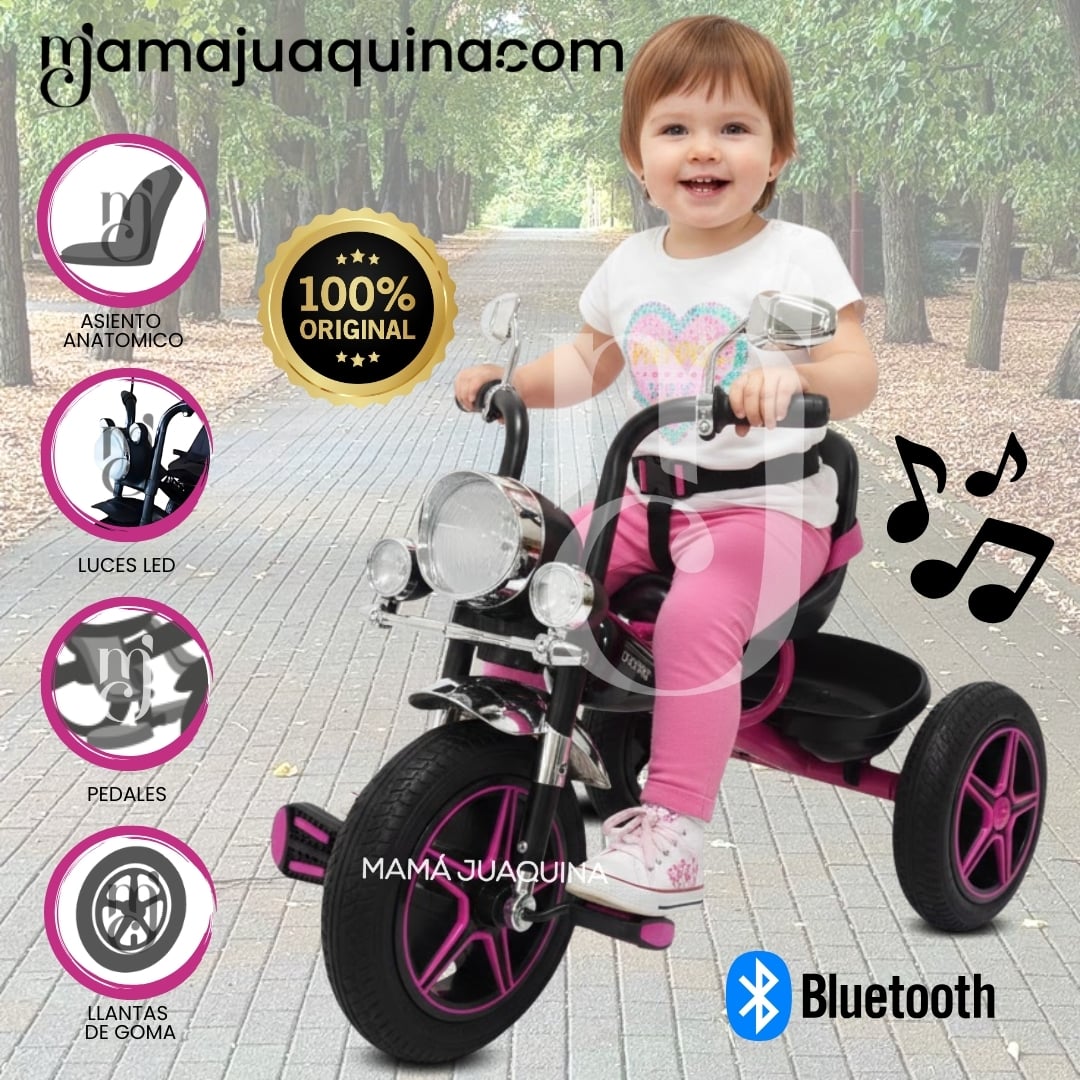 TRICICLO CHAVITO MUSICAL «CHOPPEER» CON BLUETOOTH FUCSIA - 1
