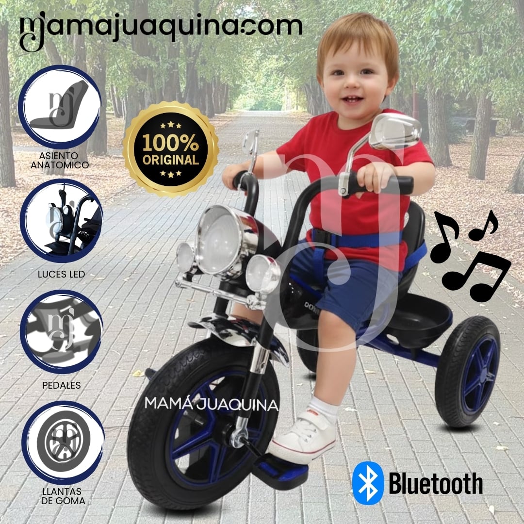TRICICLO CHAVITO MUSICAL «CHOPPEER» CON BLUETOOTH BLUE - 1