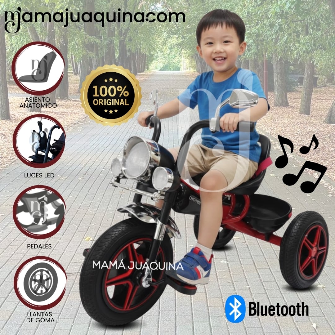 TRICICLO CHAVITO MUSICAL «CHOPPEER» CON BLUETOOTH RED - 1