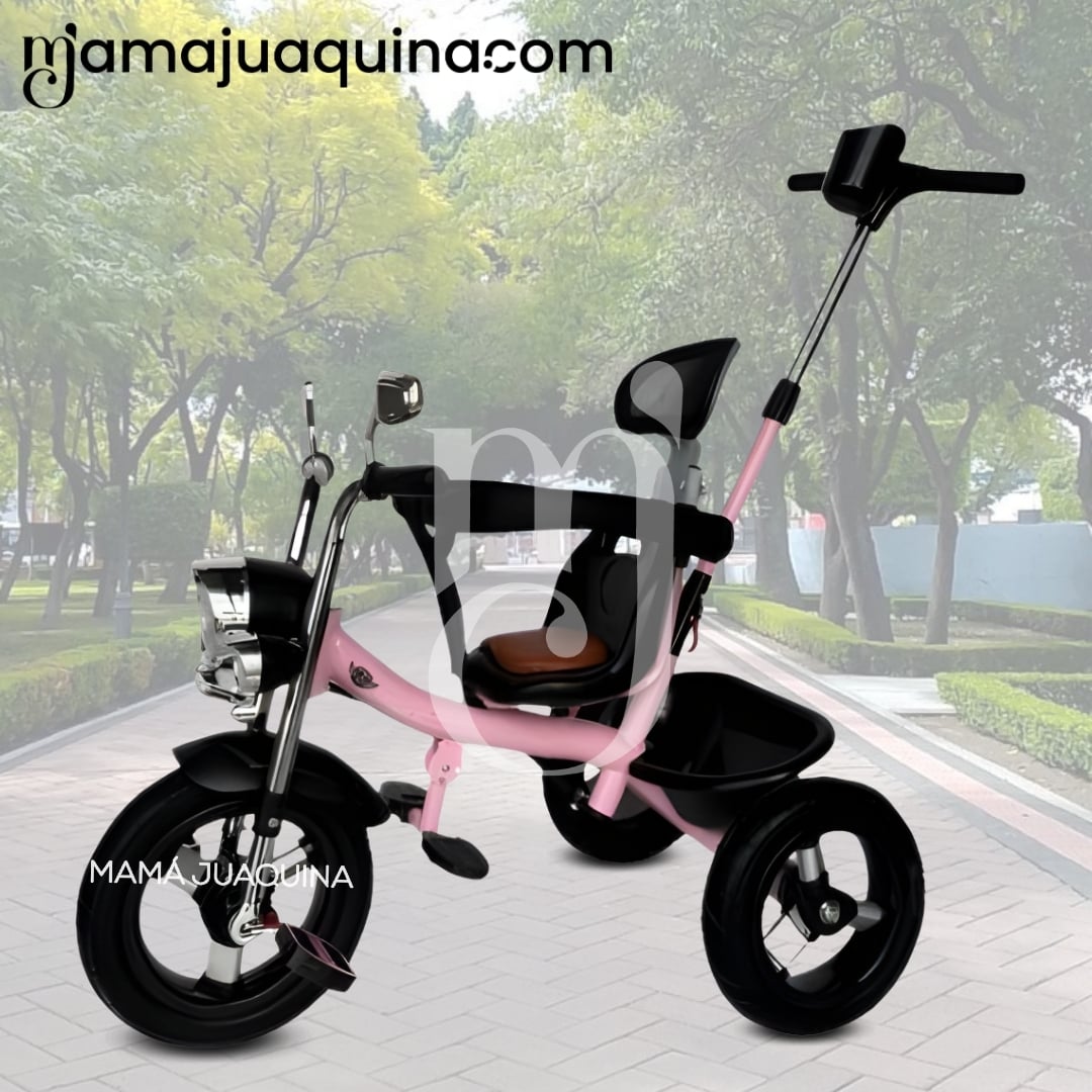 TRICICLO CHAVITO CON GUIADOR «YARLEY» MUSICAL LIGHT PINK - 5