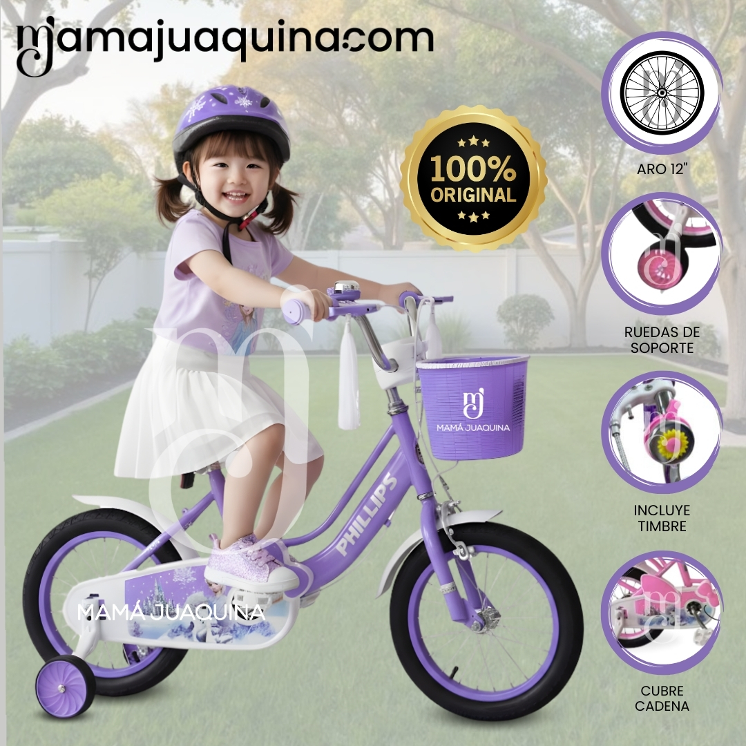 BICICLETA CAMPERA ARO 12 «CUTIE» CON CANASTA PURPLE - 1