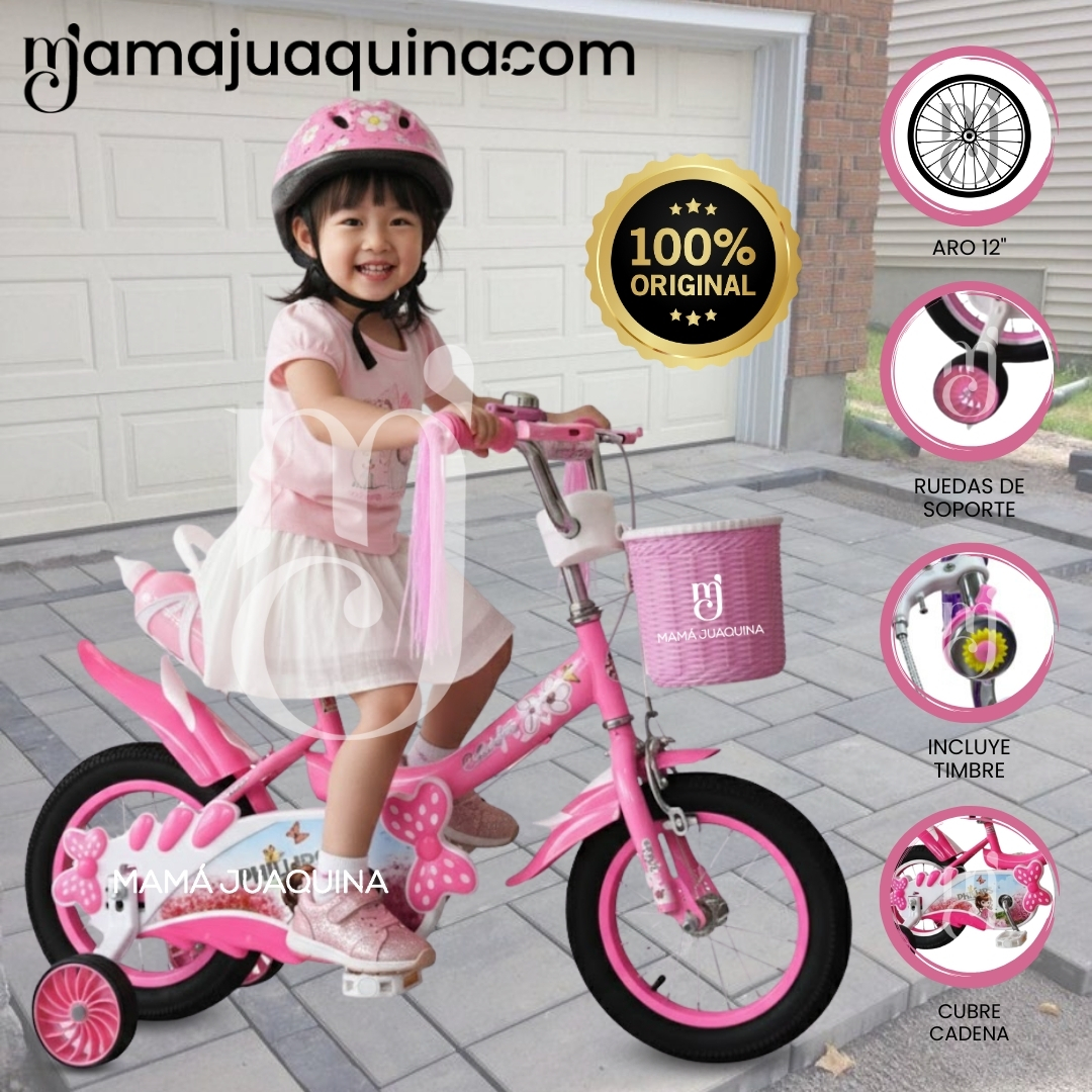 BICICLETA CAMPERA ARO 12 «ANNE» CON CANASTA LIGHT PINK - 1