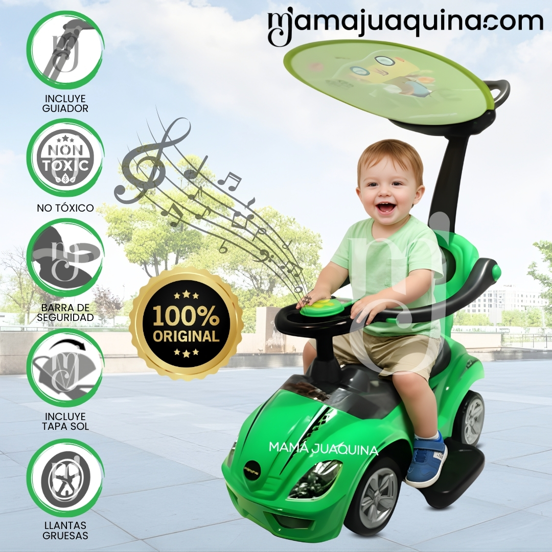 CORREPASILLO EMPUJADOR BUGGY «MEGACAR» PARA NIÑOS GREEN - 1