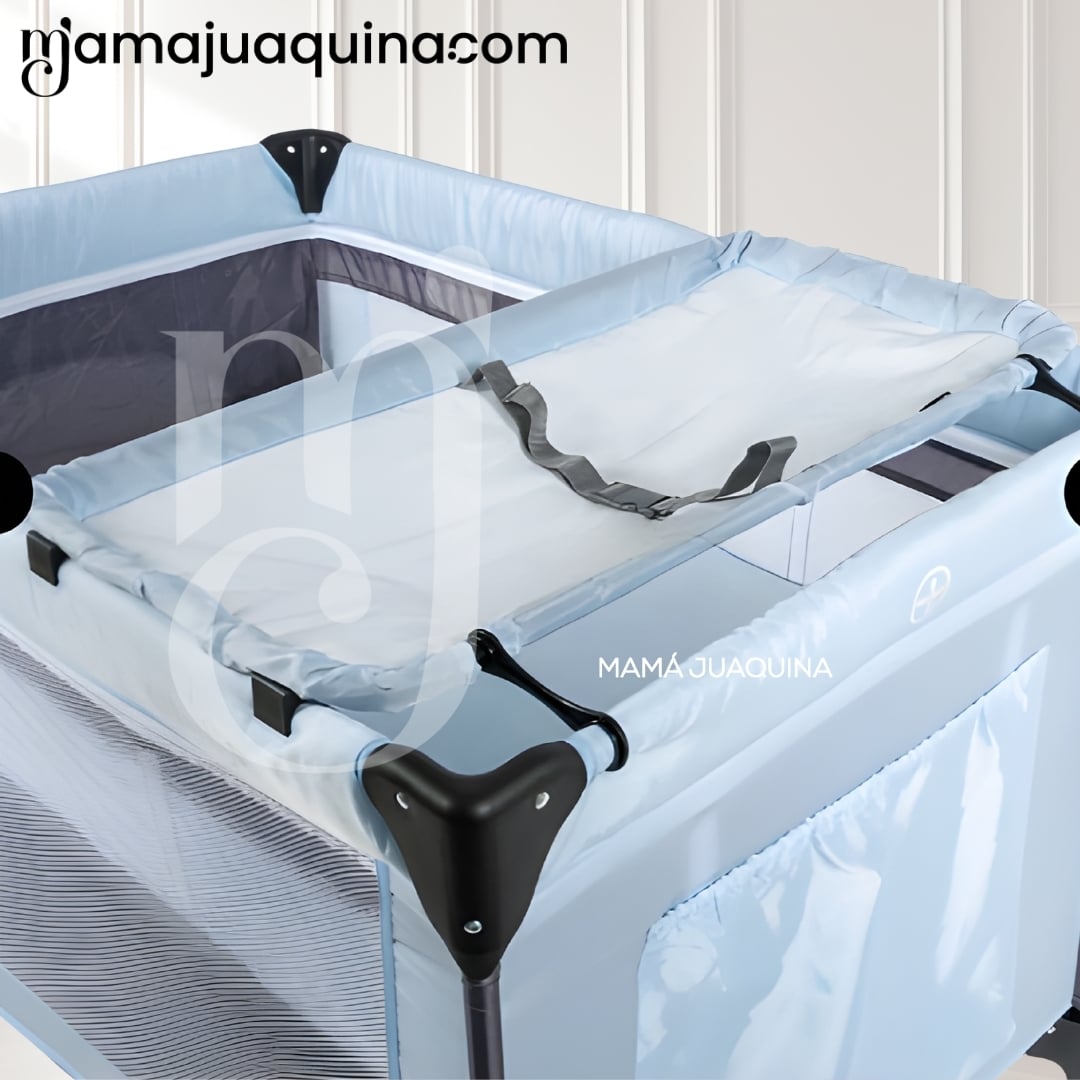COMBO CUNA CORRAL PREMIUM «HAPPY DREAM» BLUE CON COLCHÓN DE REGALO - 5