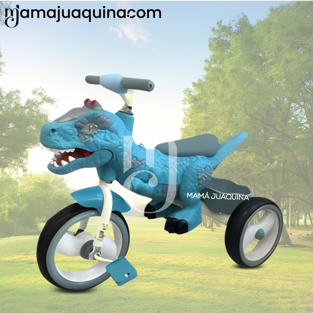 TRICICLO GUIADOR MUSICAL «DINOROAD II» CON LUCES BLUE - 2