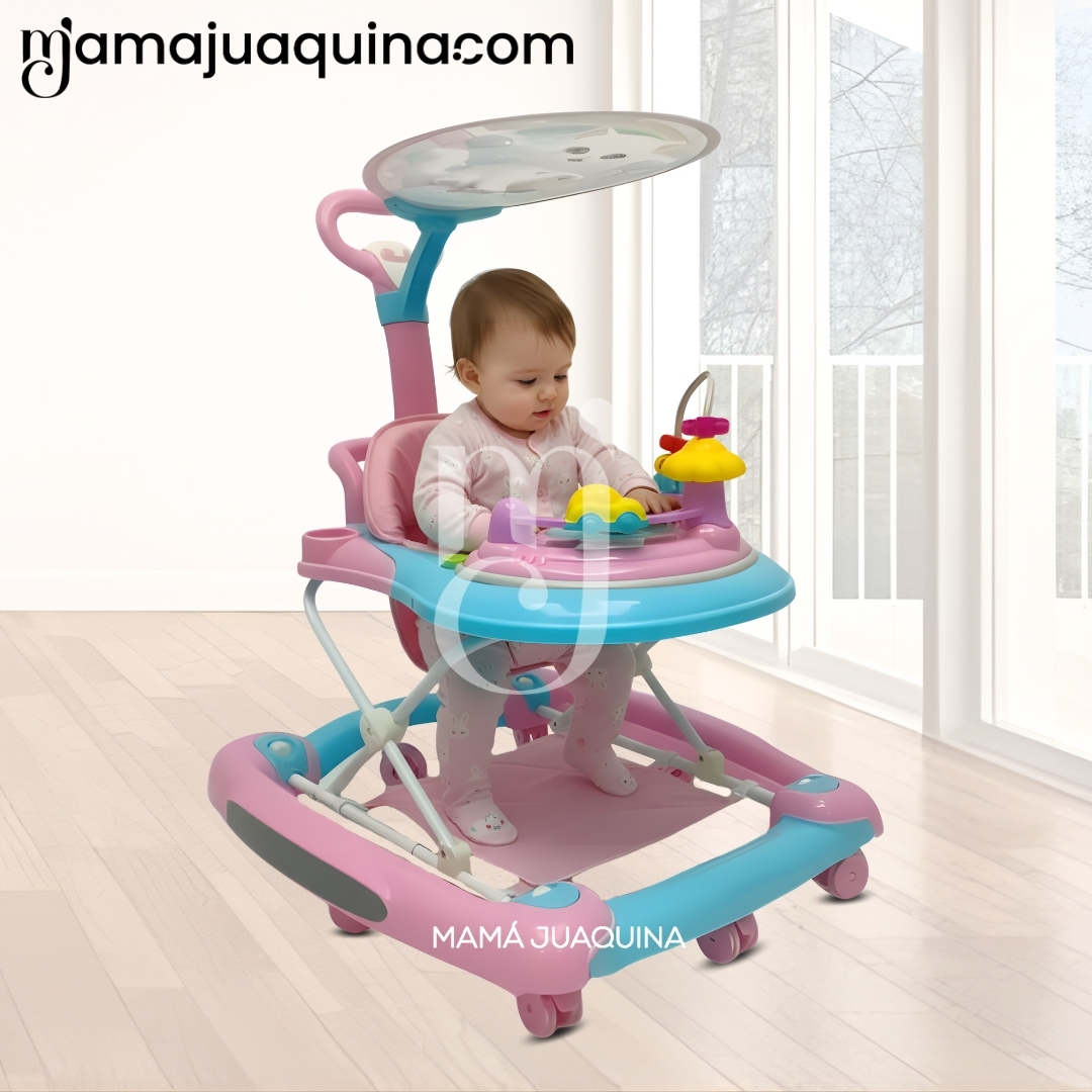 ANDADOR CON TABLERO MUSICAL «FIRST WALK II» PINK DUAL SKY BLUE - 5