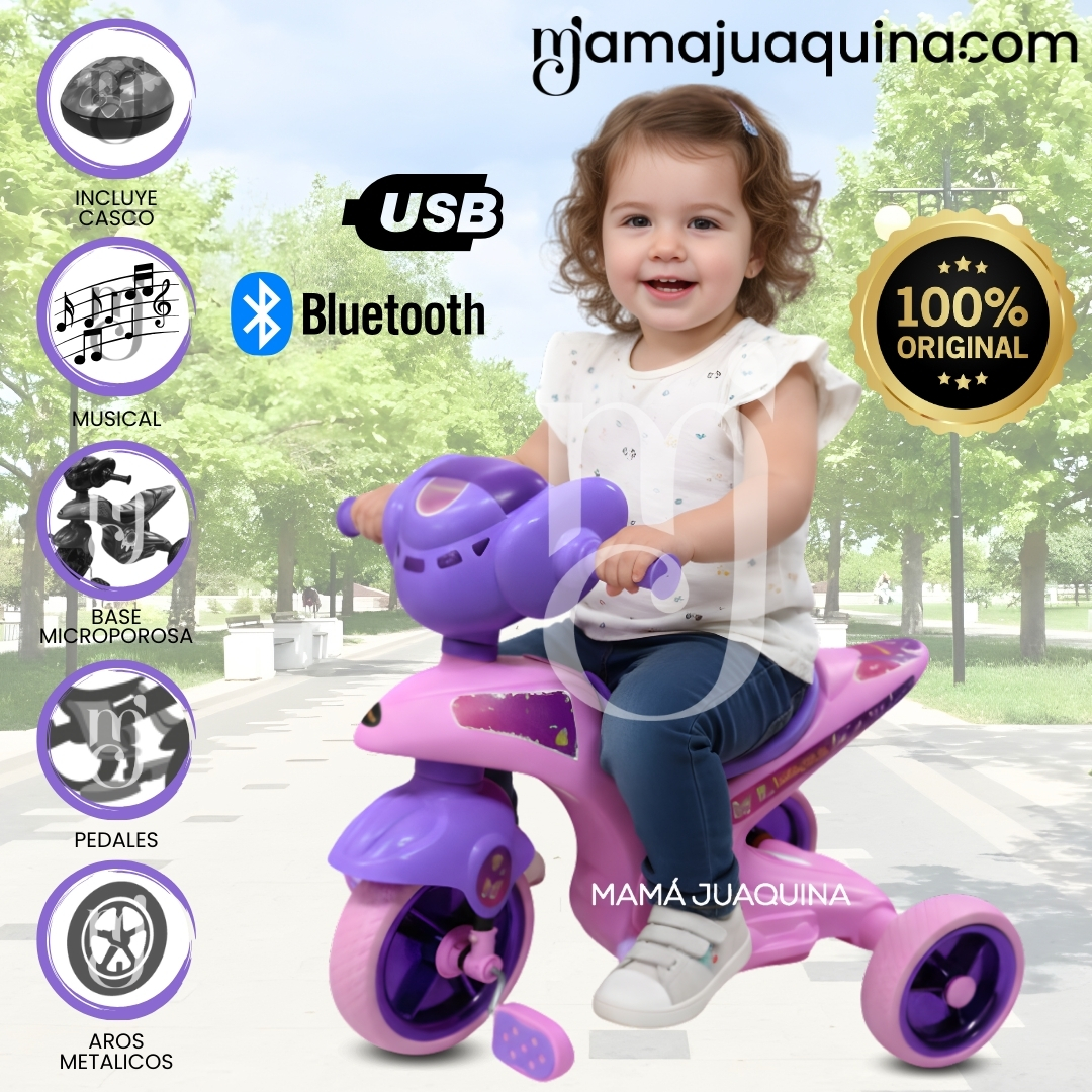 TRIMOTO A PEDAL PARA NIÑOS «SERVANN II» CON BLUETOOTH PURPLE - 1