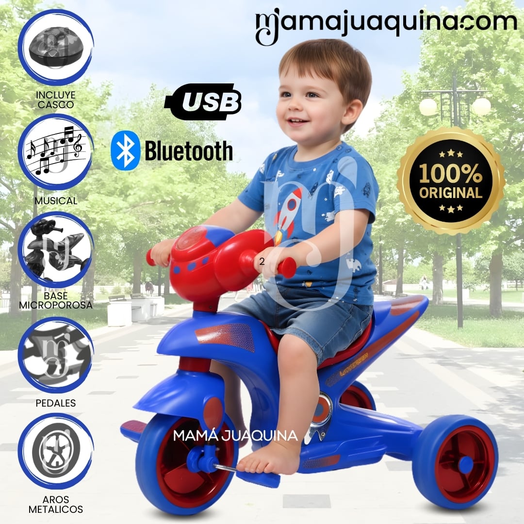 TRIMOTO A PEDAL PARA NIÑOS «SERVANN II» CON BLUETOOTH BLUE - 1