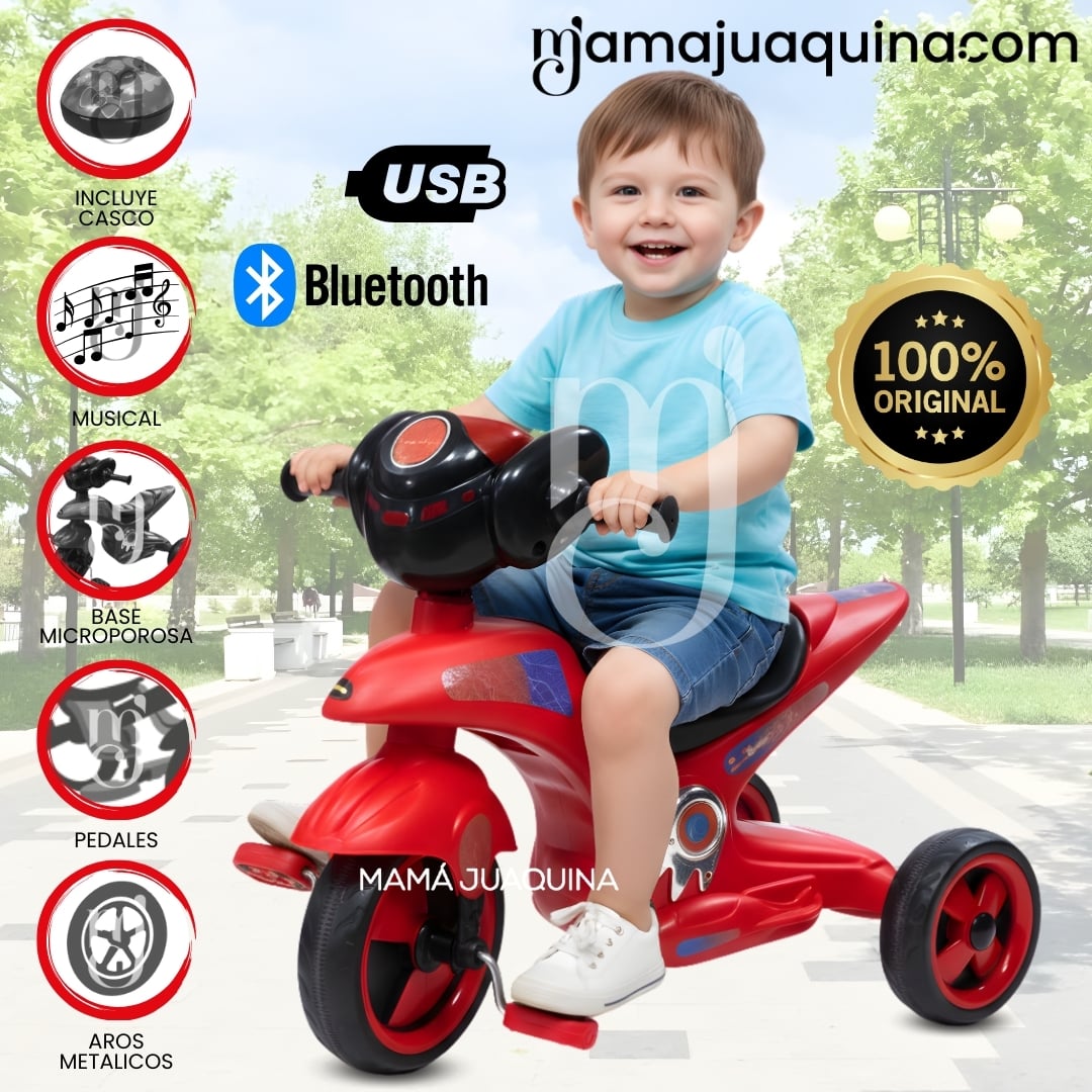 TRIMOTO A PEDAL PARA NIÑOS «SERVANN II» CON BLUETOOTH RED - 1