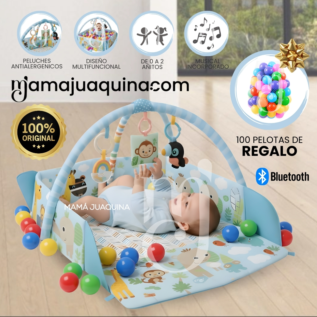GIMNASIO INTERACTIVO Y ALFOMBRA «BABY JUNGLE» CON PELOTAS - 1