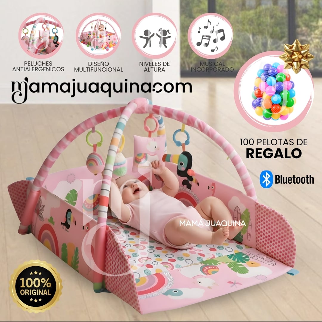 GIMNASIO INTERACTIVO Y ALFOMBRA «BABY JUNGLE» CON PELOTAS - 1