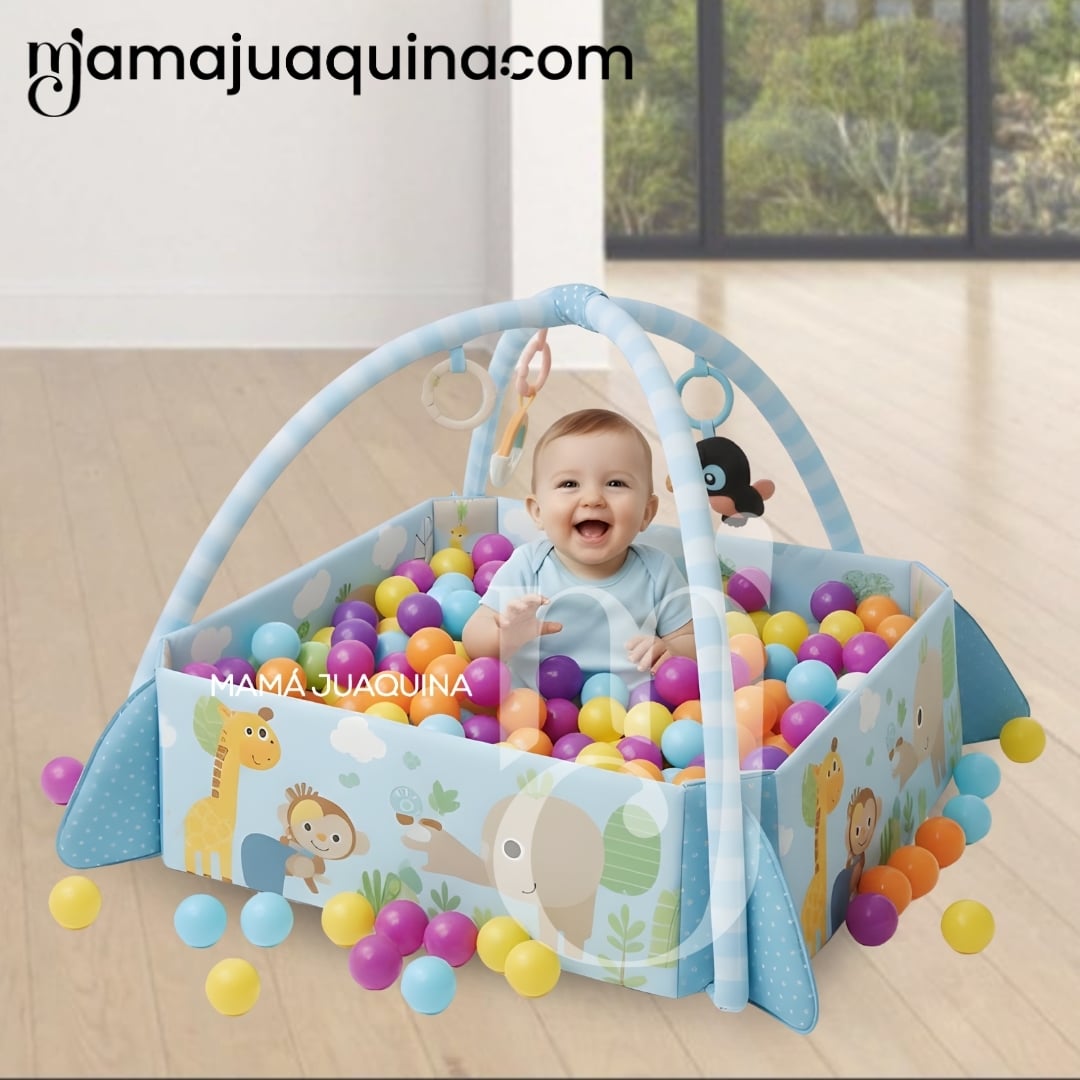 GIMNASIO INTERACTIVO Y ALFOMBRA «BABY JUNGLE» CON PELOTAS - 2