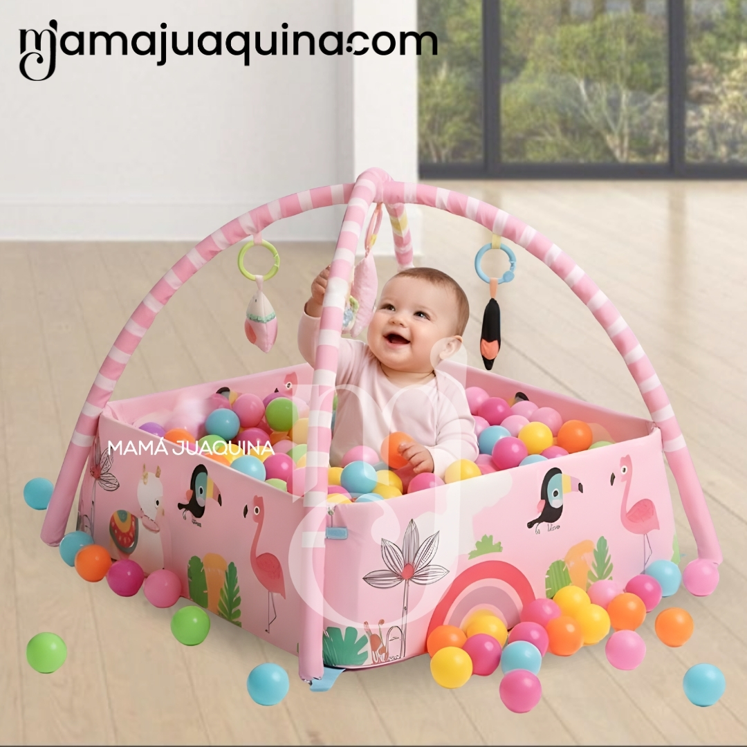 GIMNASIO INTERACTIVO Y ALFOMBRA «BABY JUNGLE» CON PELOTAS - 2