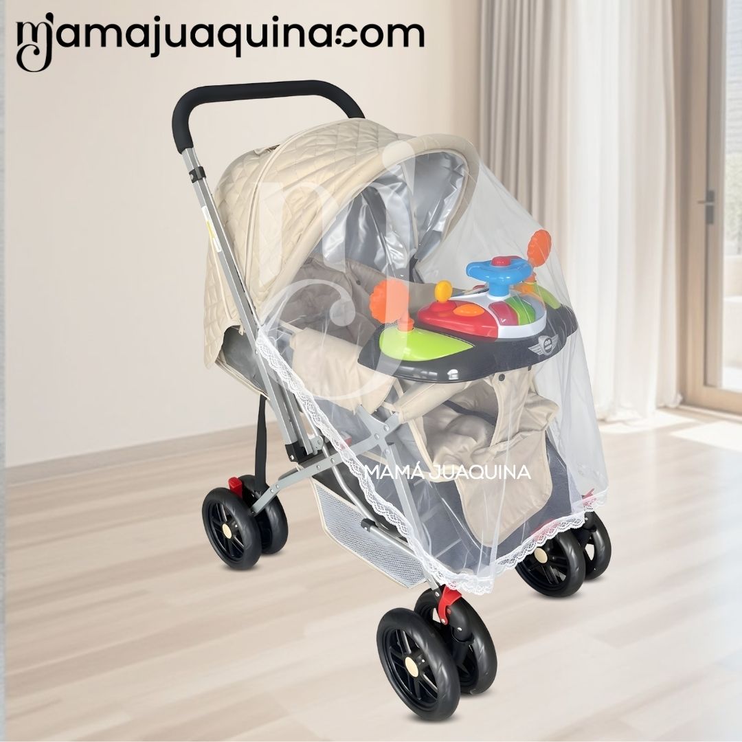 COCHE CUNA DIDACTICO «SHABY» CON MANGO REVERSIBLE BEIGE - 3