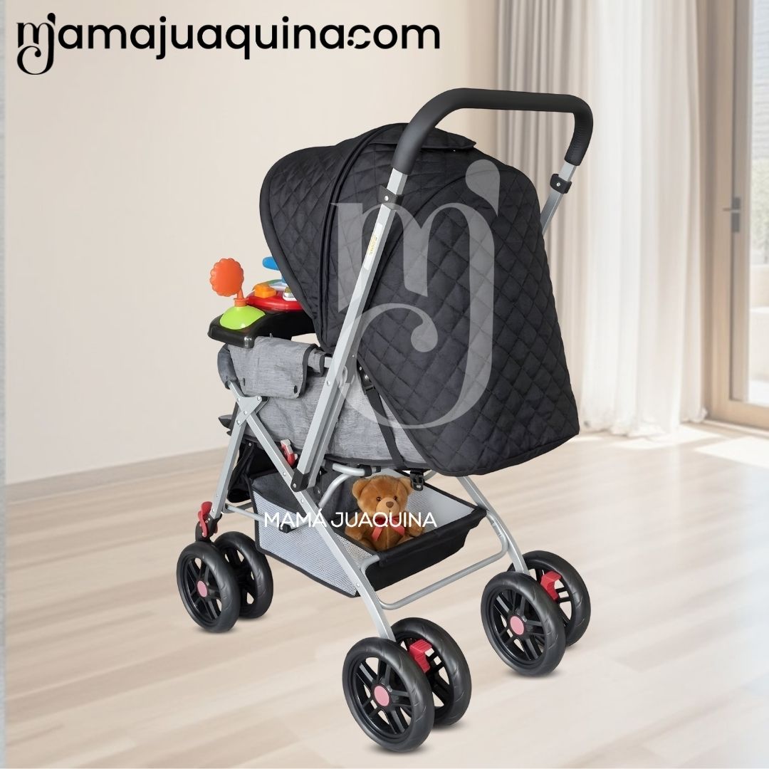 COCHE CUNA DIDACTICO «SHABY» CON MANGO REVERSIBLE BLACK - 5