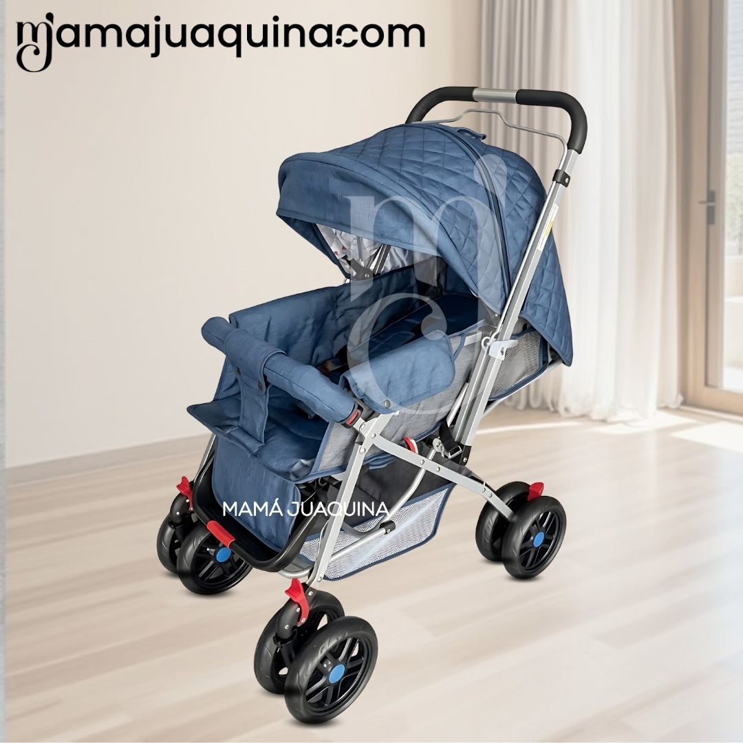 COCHE CUNA DIDACTICO «SHABY» CON MANGO REVERSIBLE BLUE - 3