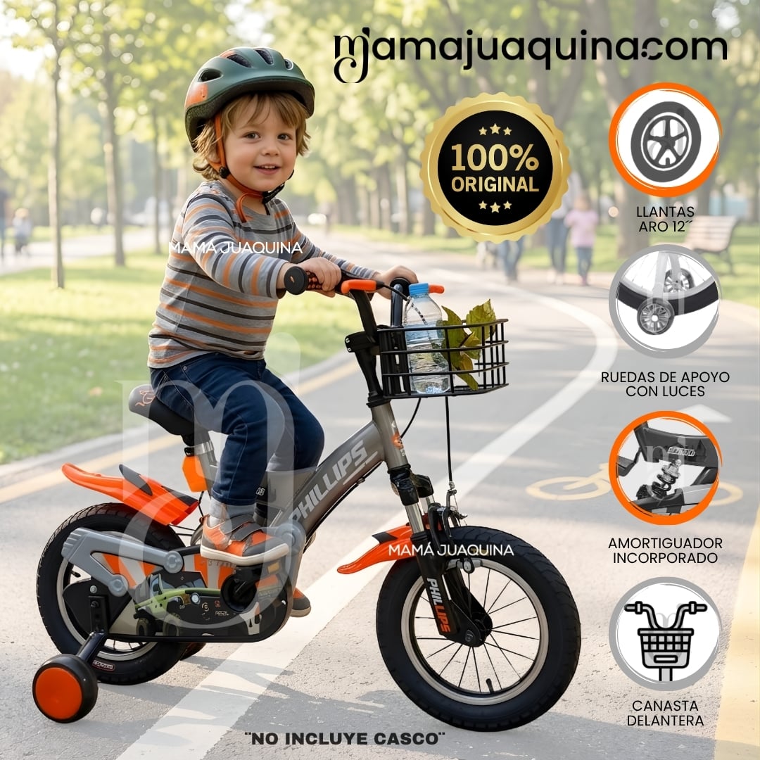 BICICLETA PARA NIÑO ARO 12 «PHILLIPS KIDS» CON CANASTA - 1