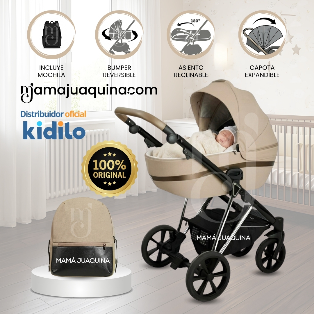 COCHE MOISÉS TRAVEL SYSTEM KIDILO «DAKIT» CON MOCHILA PAÑALERA - 1