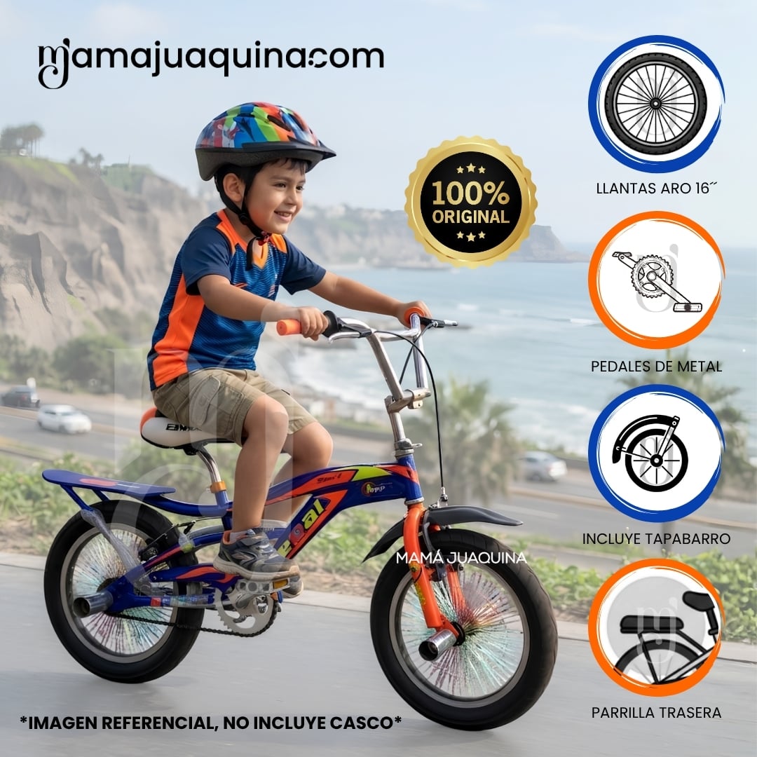 BICICLETA BMX PARA NIÑO «VOLT» ARO 16 COLECCIÓN EXCLUSIVA BLUE Y ORANGE - 1