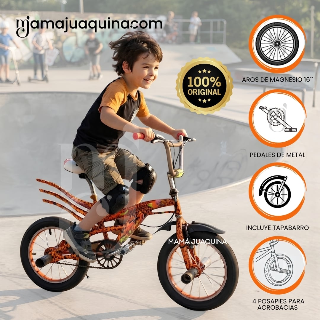 BICICLETA BMX PARA NIÑO «FIRE ANIMAL» ARO 16 COLECCIÓN EXCLUSIVA ORANGE - 1