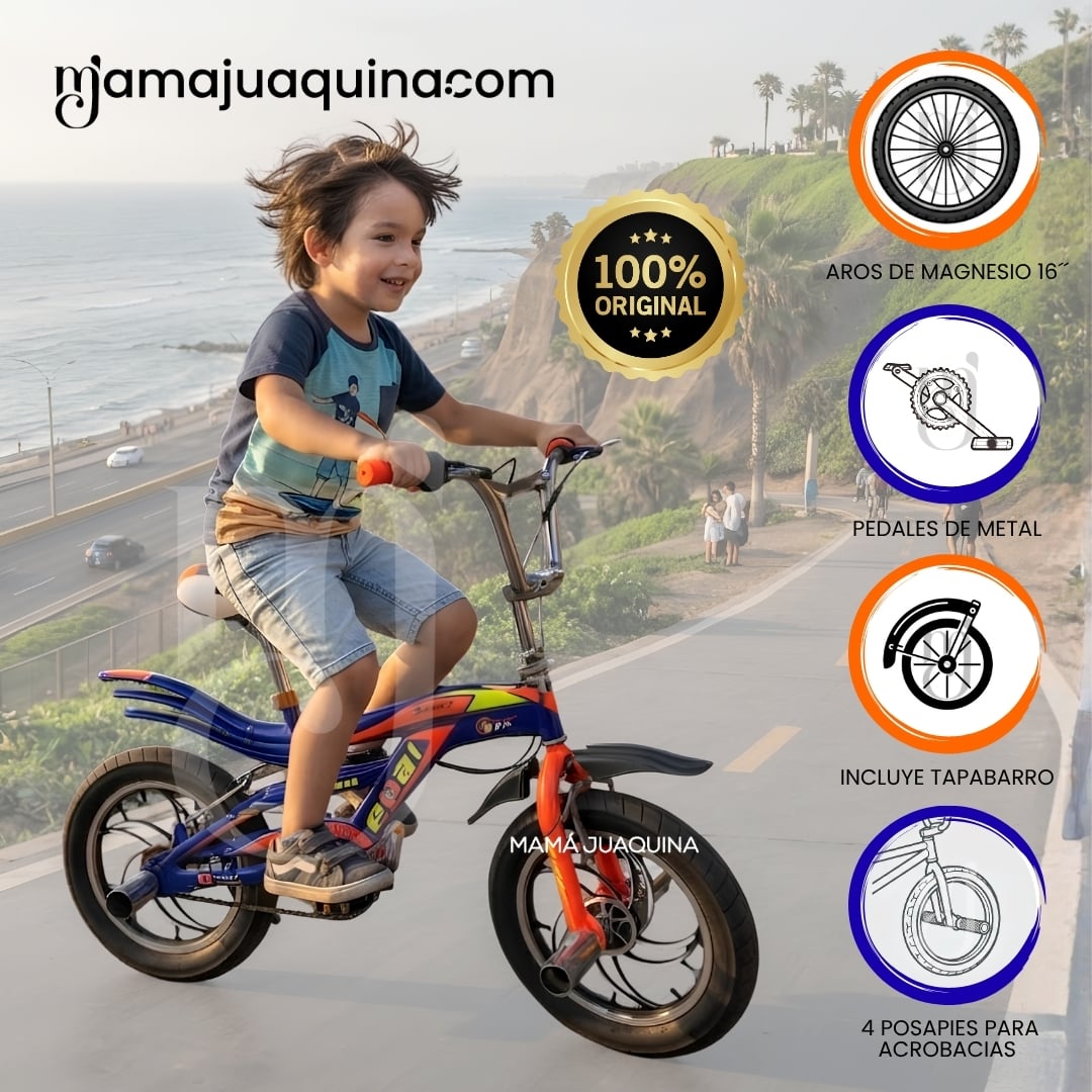 BICICLETA BMX PARA NIÑO «FIRE-Z» ARO 16 COLECCIÓN EXCLUSIVA ORANGE Y BLUE - 1