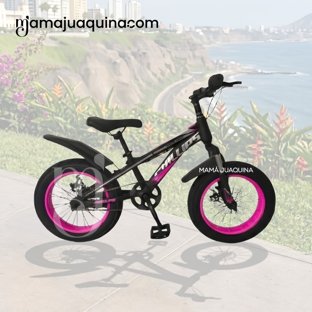 BICICLETA DEPORTIVA ARO 16 «PHILLIPS» LLANTAS ANCHAS FUCSIA - 3