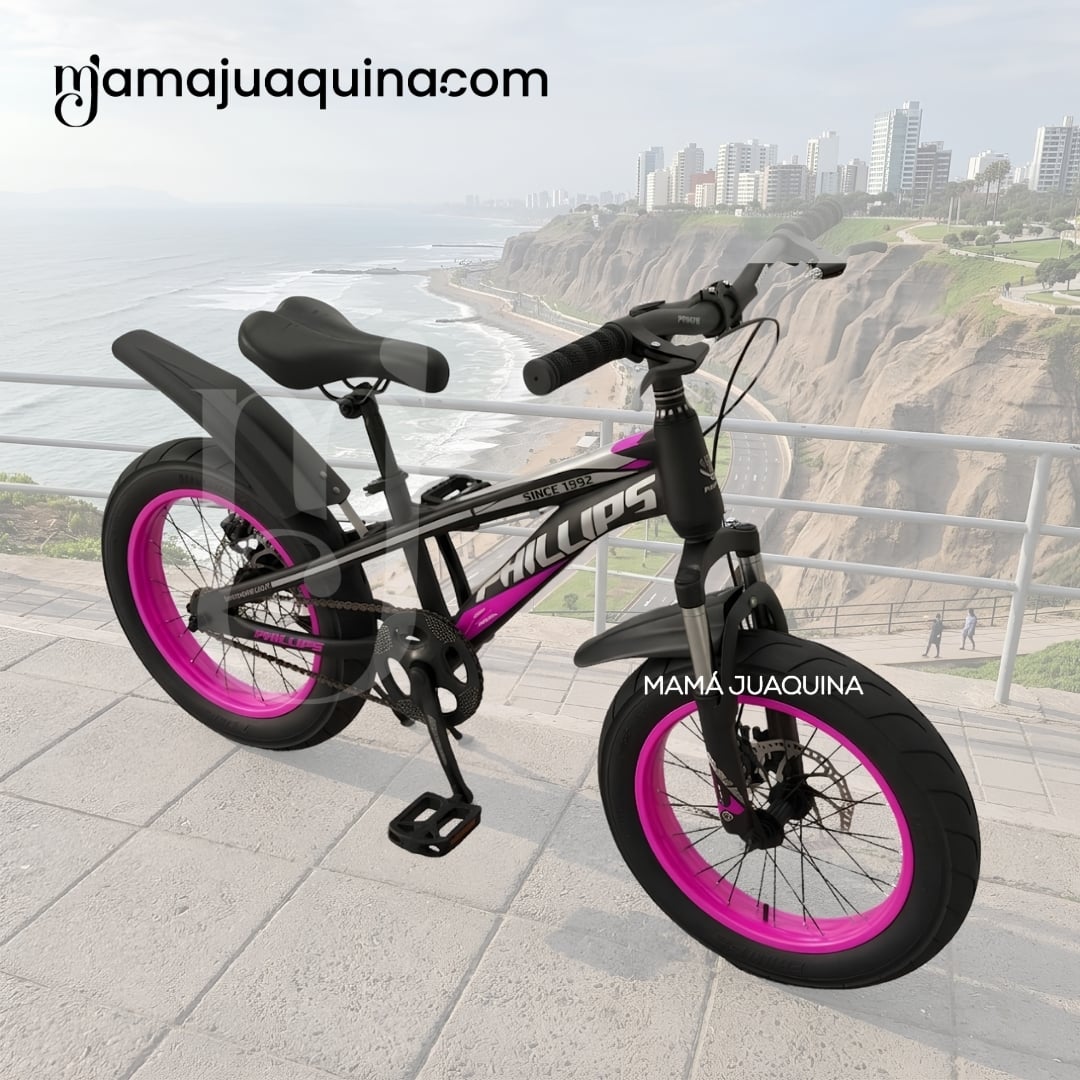 BICICLETA DEPORTIVA ARO 16 «PHILLIPS» LLANTAS ANCHAS FUCSIA - 4