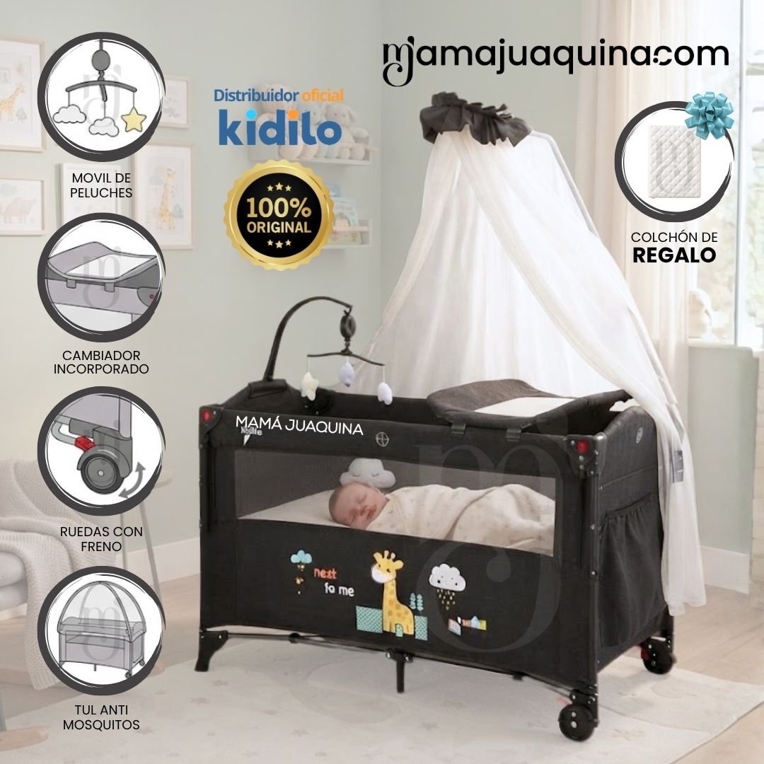 CUNA COLECHO CORRAL «BIANCA» DE LUJO KIDILO CON COLCHÓN - 2