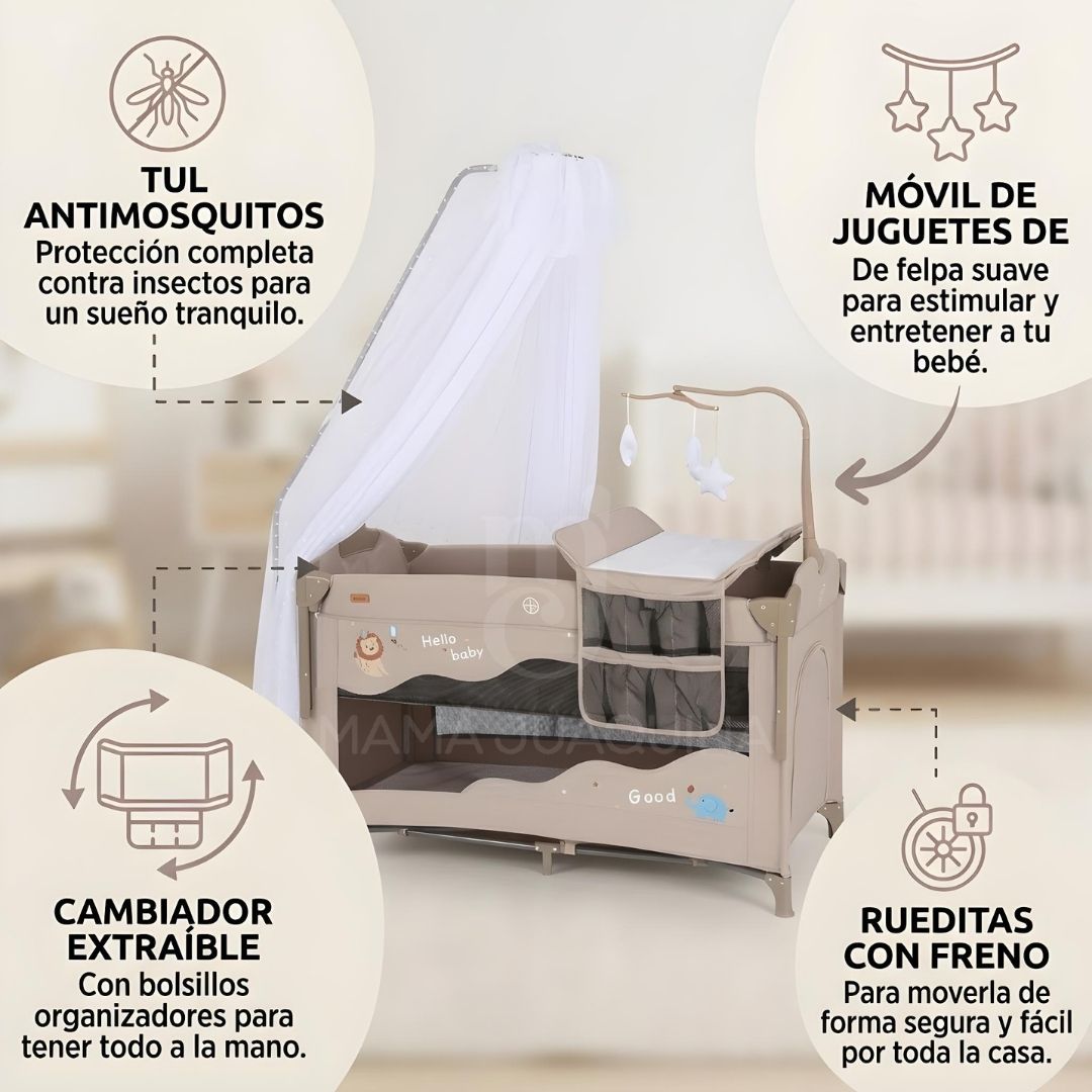 CUNA COLECHO CON CAMBIADOR «AMELIA» DE LUJO KIDILO CON COLCHÓN - 6