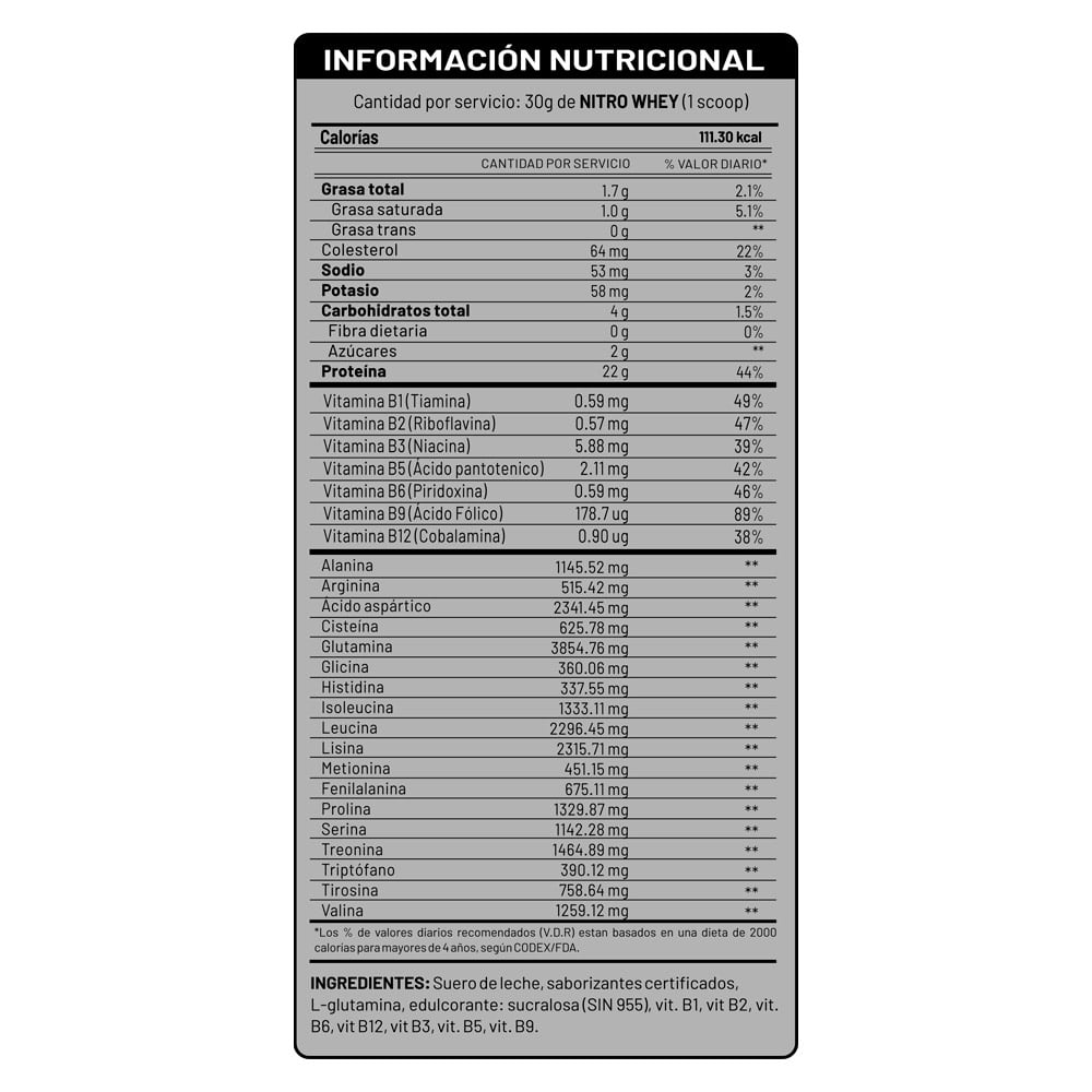 NITRO WHEY 2.5KG PROTEINA SUERO DE LECHE CHOCOLATE - 3