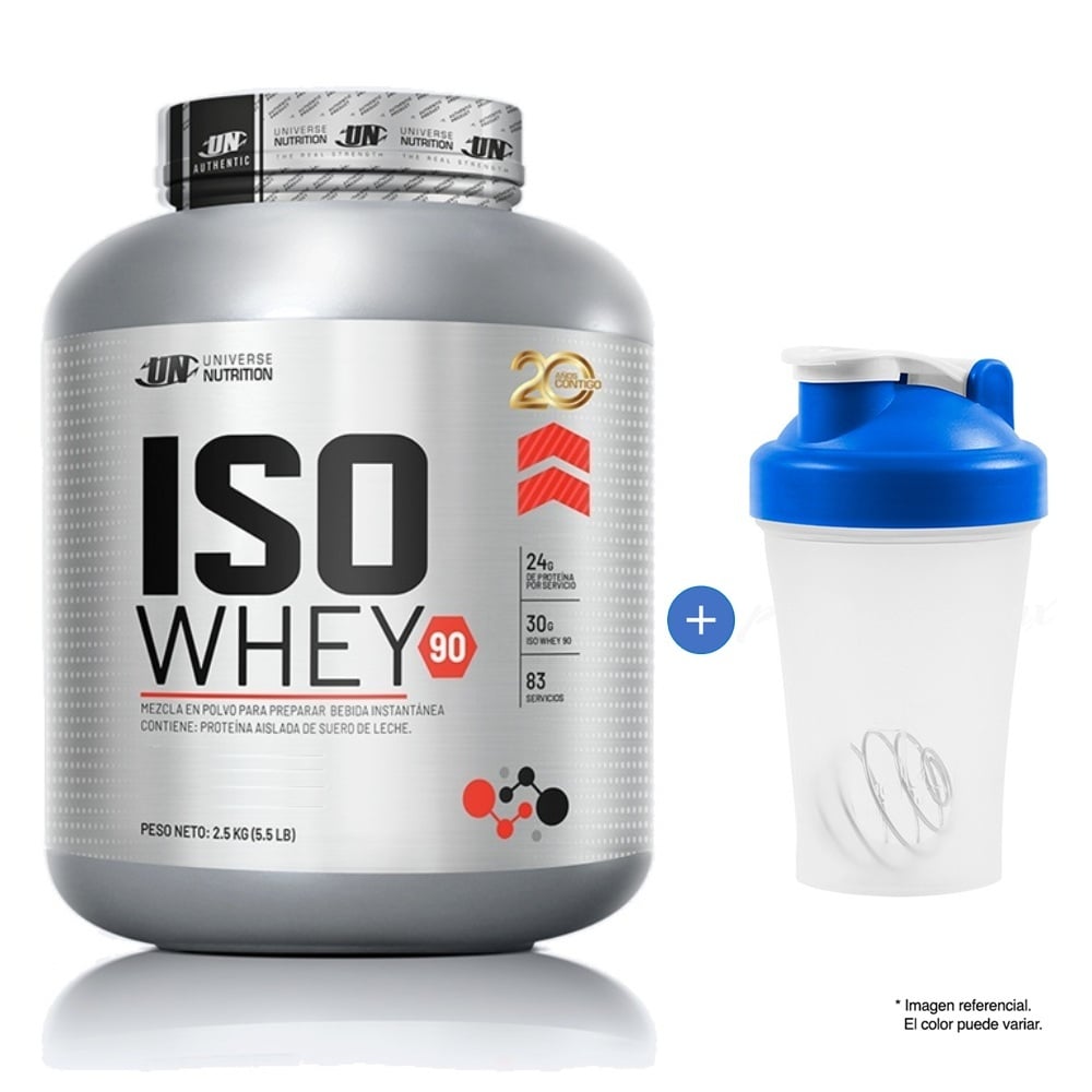 PROTEÍNA UNIVERSE NUTRITION ISO WHEY 90 2.5 KG CHOCOLATE + SHAKER - 1