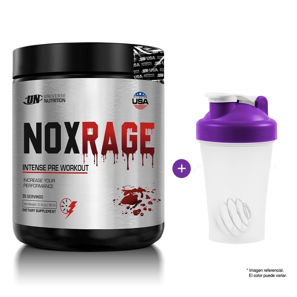 NOXRAGE 350 GR UN PRE ENTRENO ÓXIDO NÍTRICO CITRUS PUNCH + SHAKER - 1
