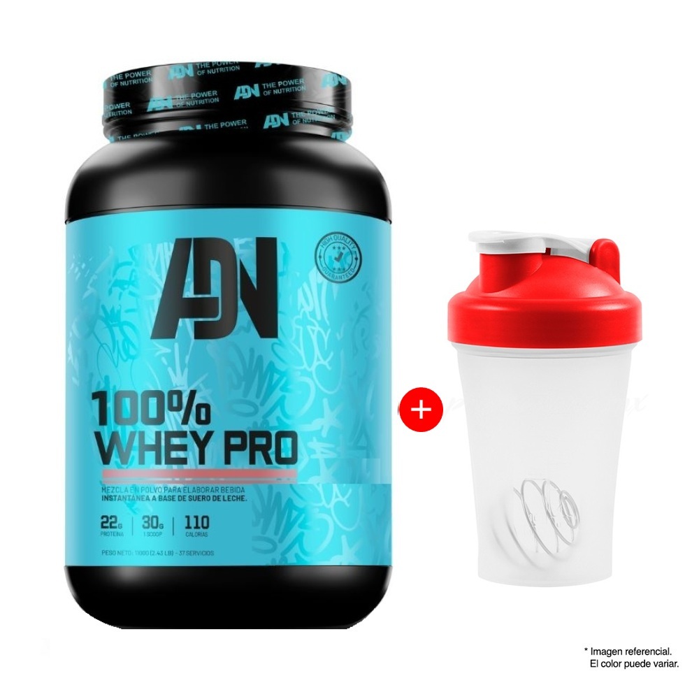 ADN NUTRITION 100% WHEY PRO 1.1 KG VAINILLA + SHAKER - 1