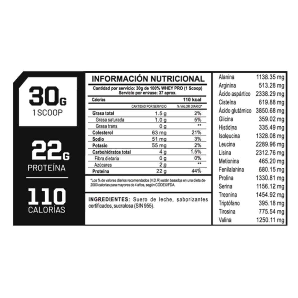 ADN NUTRITION 100% WHEY PRO 1.1 KG VAINILLA + SHAKER - 3