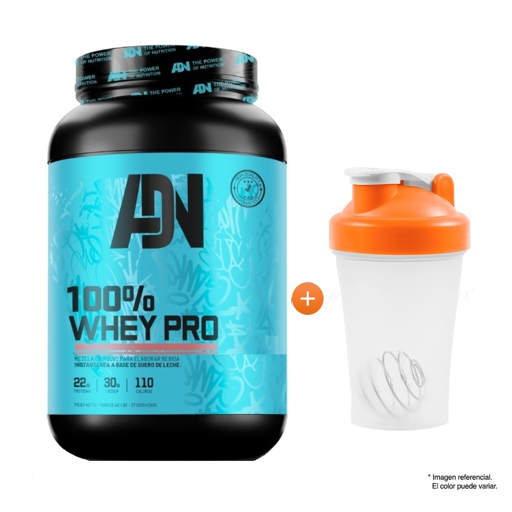 PROTEÍNA ADN 100 WHEY PRO 1.1 KG CHOCOLATE + SHAKER - 1