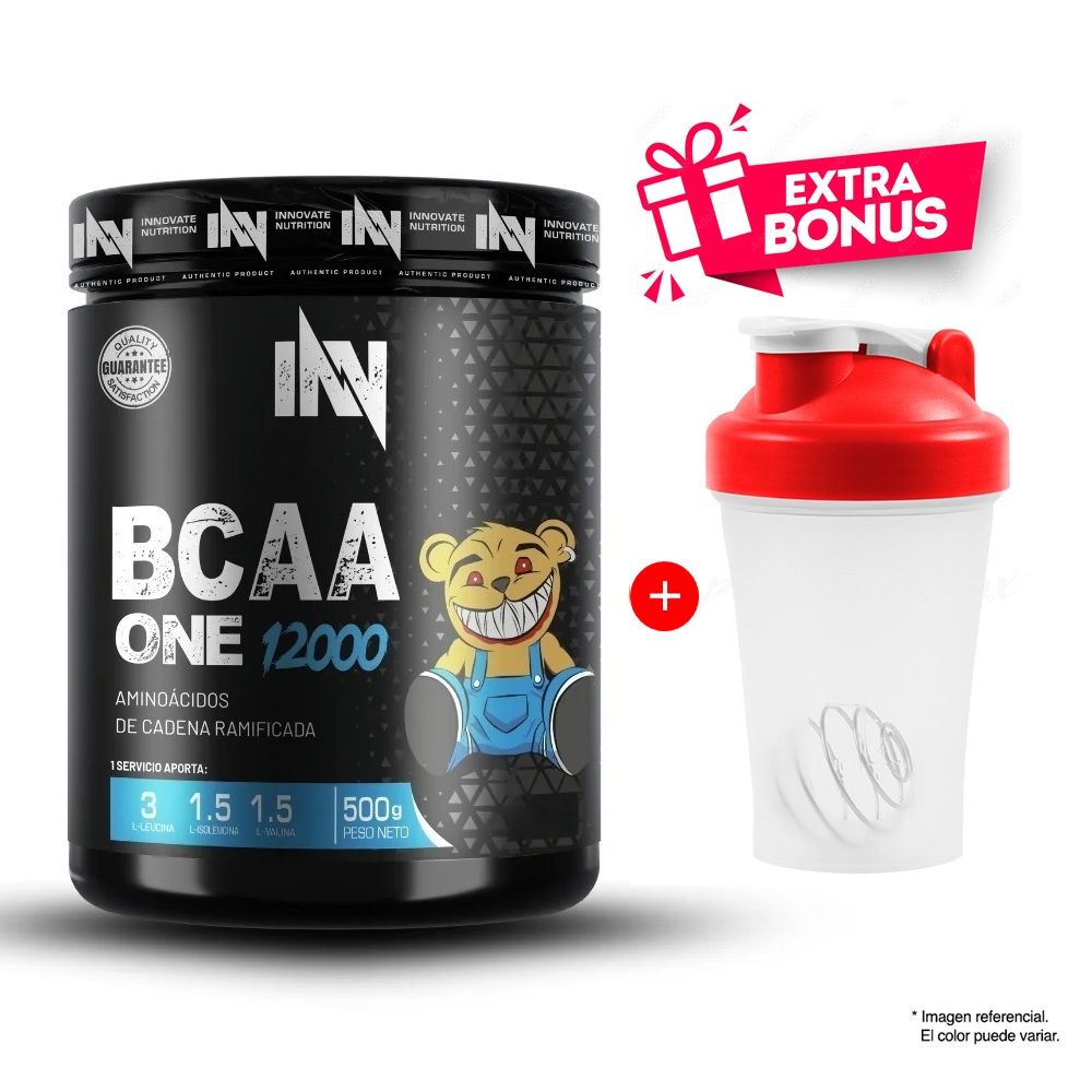 BCAA'S ONE 12000 500 GR INN AMINOÁCIDOS FRUIT PUNCH + SHAKER - 1