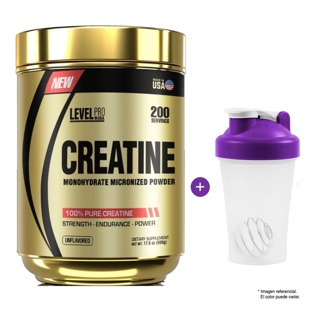 CREATINE MICRONIZED LEVEL PRO 500 GRAMOS + REGALO - 1