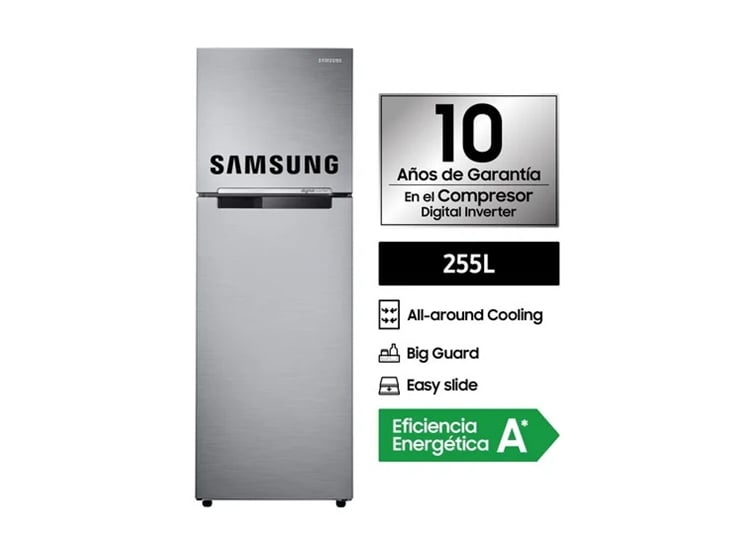 REFRIGERADORA SAMSUNG RT25FARADS8/PE TOP FREEZER NO FROST 255 LITROS PLATA - 1
