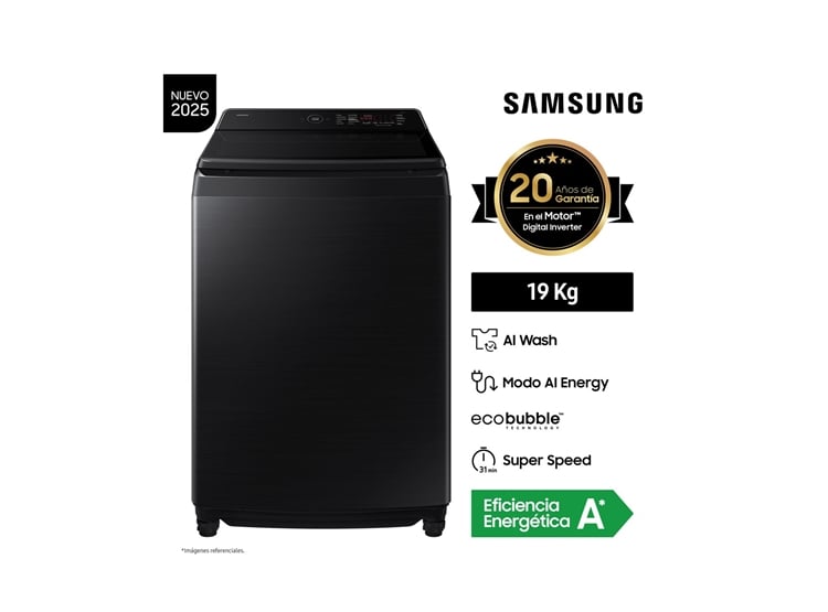 LAVADORA SAMSUNG 19 KG AI WASH ECOBUBBLE NEGRA WA80F19S8BPE - 2